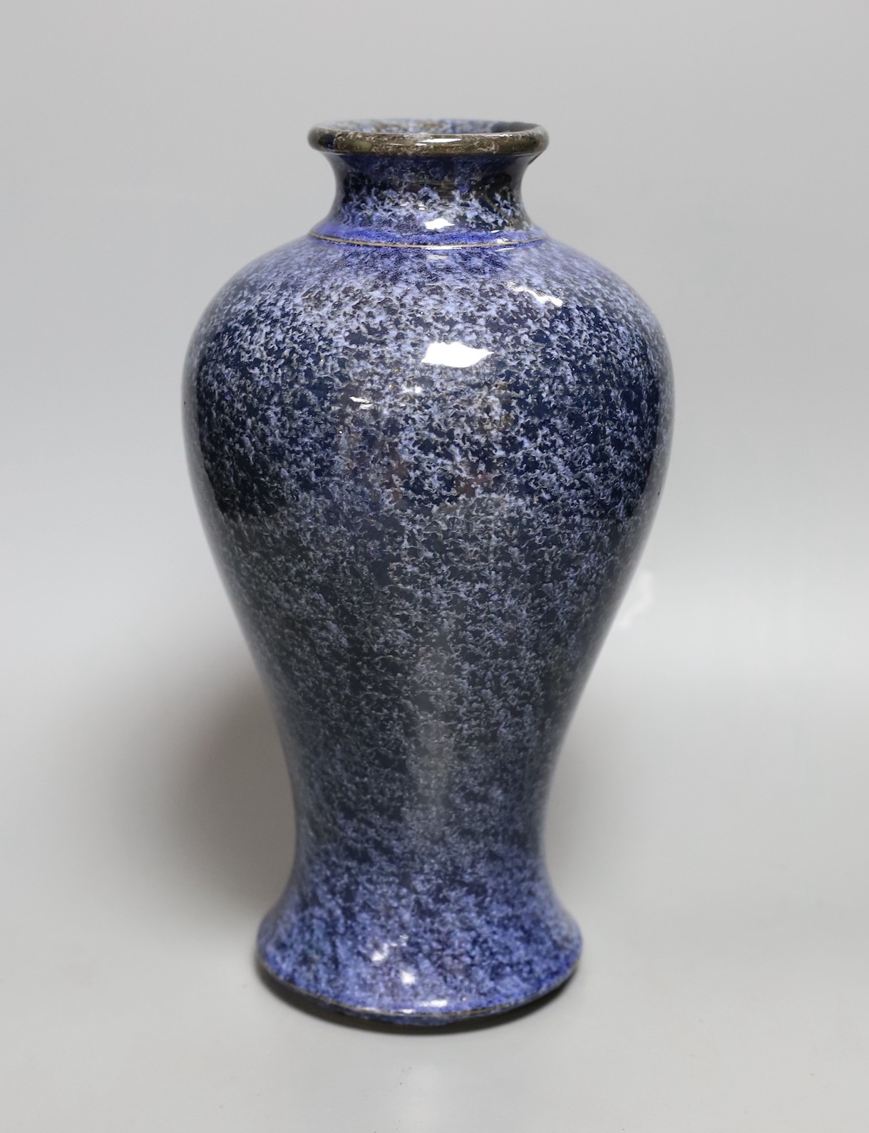 A Chinese blue mottle glazed baluster vase, possibly Shiwan, 29cm